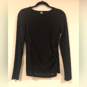 Talbots black lace top with side ruching detail